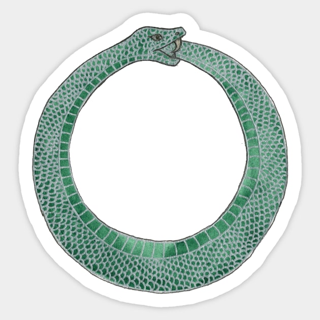 Ouroboros Green Watercolor Sticker by Danica Templeton Art